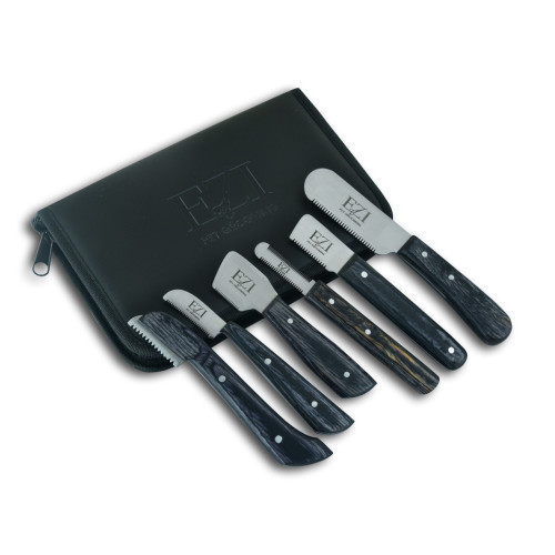 PROFESSIONAL PET GROOMING 6 STRIPPING KNIVES SET BLACK